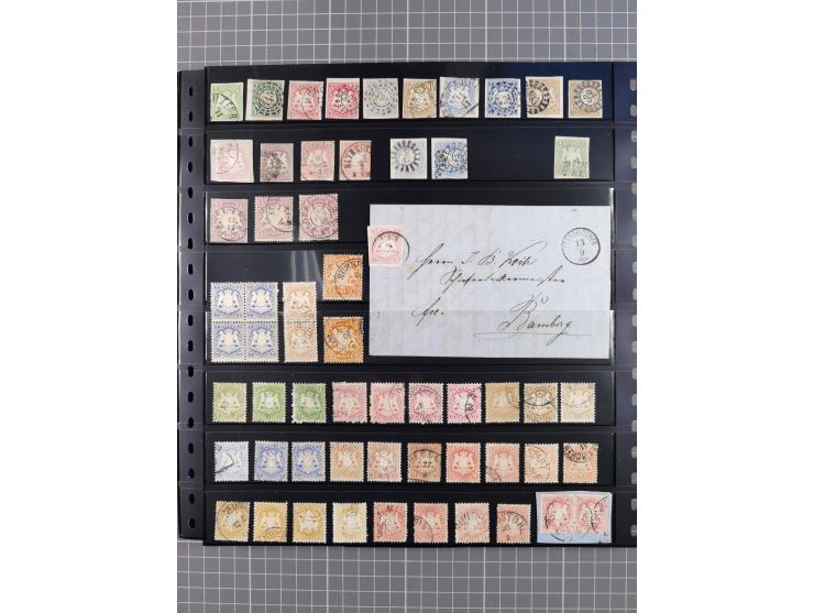 1849/70 (ca.), ungebrauchte und gestempelte reichhaltige Partie im Steckalbum, dabei viele bessere Werte, schöne Briefstücke 