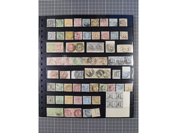 1849/70 (ca.), ungebrauchte und gestempelte reichhaltige Partie im Steckalbum, dabei viele bessere Werte, schöne Briefstücke 