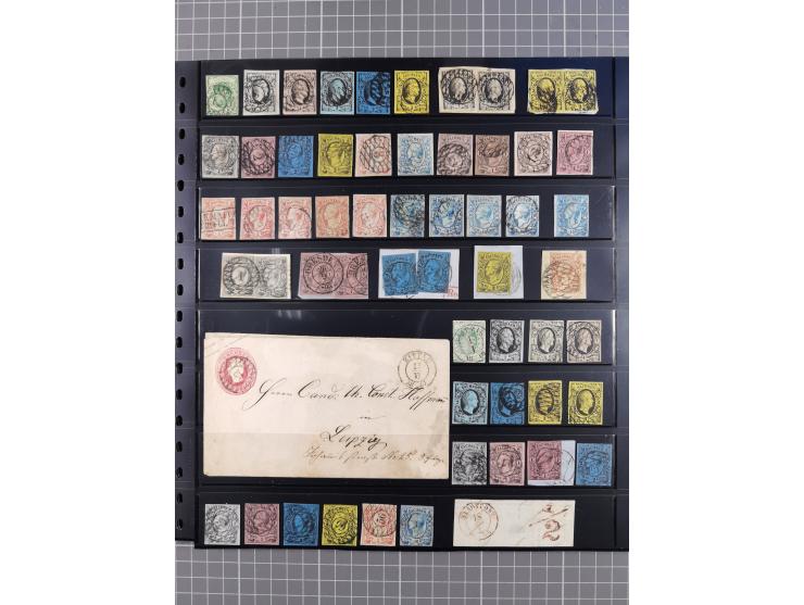 1849/70 (ca.), ungebrauchte und gestempelte reichhaltige Partie im Steckalbum, dabei viele bessere Werte, schöne Briefstücke 