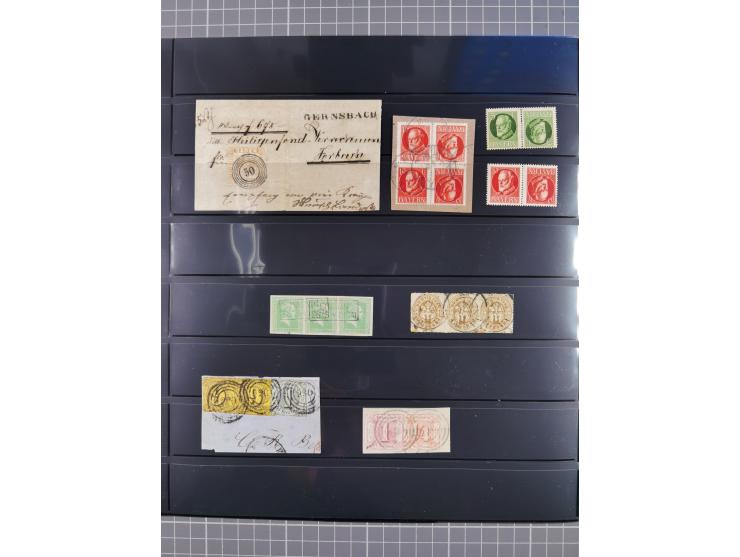 1849/70 (ca.), ungebrauchte und gestempelte reichhaltige Partie im Steckalbum, dabei viele bessere Werte, schöne Briefstücke 