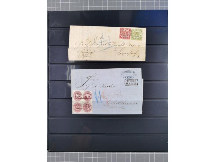 1849/70 (ca.), ungebrauchte und gestempelte reichhaltige Partie im Steckalbum, dabei viele bessere Werte, schöne Briefstücke 