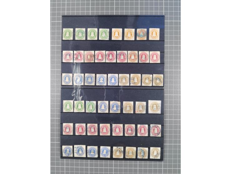 1850/71, ungebrauchter und gestempelte aber Sammlungsbestand in 2 Karteikästen, dabei auch viele Briefe, farbige Stempel, Ein