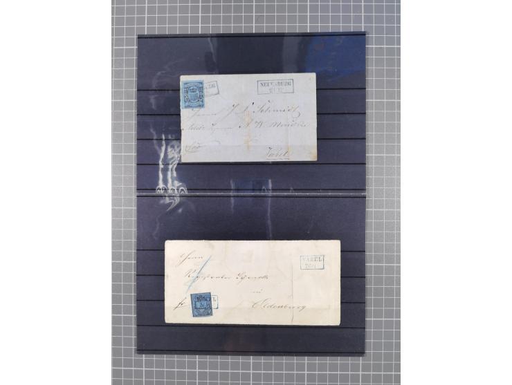 1850/71, ungebrauchter und gestempelte aber Sammlungsbestand in 2 Karteikästen, dabei auch viele Briefe, farbige Stempel, Ein