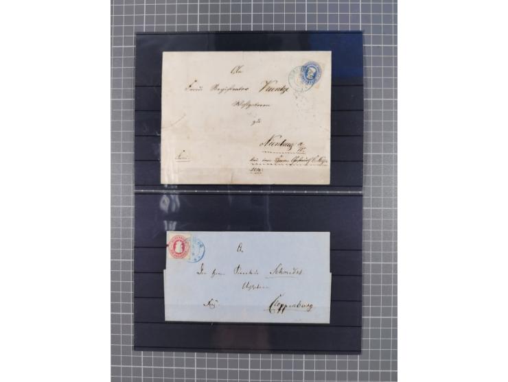 1850/71, ungebrauchter und gestempelte aber Sammlungsbestand in 2 Karteikästen, dabei auch viele Briefe, farbige Stempel, Ein