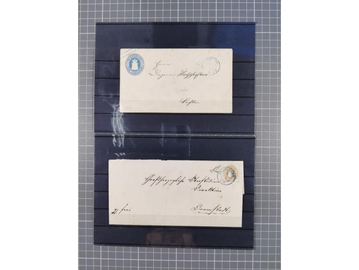 1850/71, ungebrauchter und gestempelte aber Sammlungsbestand in 2 Karteikästen, dabei auch viele Briefe, farbige Stempel, Ein