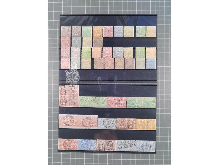 1850/71, ungebrauchter und gestempelte aber Sammlungsbestand in 2 Karteikästen, dabei auch viele Briefe, farbige Stempel, Ein