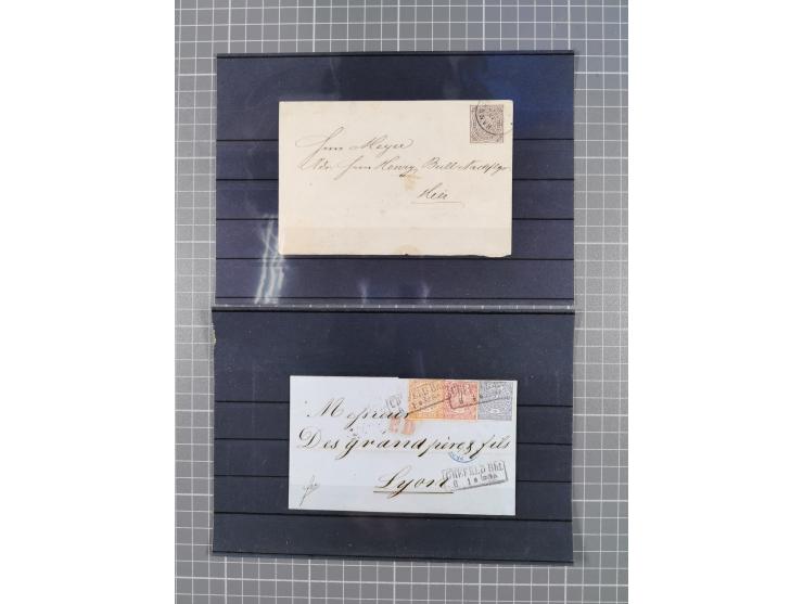 1850/71, ungebrauchter und gestempelte aber Sammlungsbestand in 2 Karteikästen, dabei auch viele Briefe, farbige Stempel, Ein