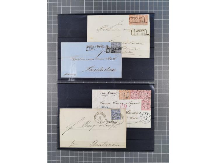 1850/71, ungebrauchter und gestempelte aber Sammlungsbestand in 2 Karteikästen, dabei auch viele Briefe, farbige Stempel, Ein