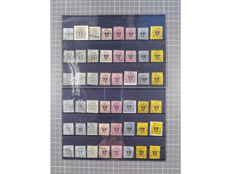 1850/71, ungebrauchter und gestempelte aber Sammlungsbestand in 2 Karteikästen, dabei auch viele Briefe, farbige Stempel, Ein