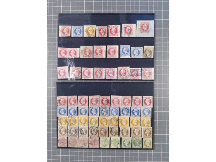 1850/71, ungebrauchter und gestempelte aber Sammlungsbestand in 2 Karteikästen, dabei auch viele Briefe, farbige Stempel, Ein