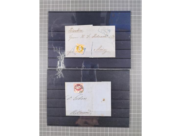 1850/71, ungebrauchter und gestempelte aber Sammlungsbestand in 2 Karteikästen, dabei auch viele Briefe, farbige Stempel, Ein