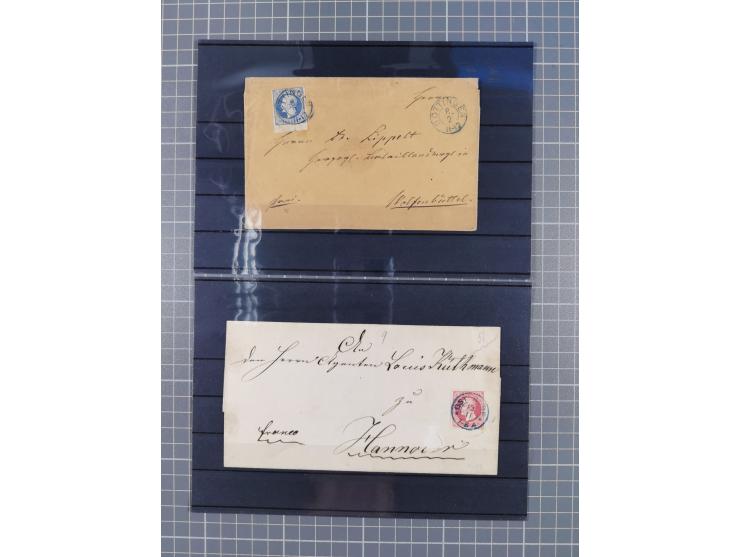 1850/71, ungebrauchter und gestempelte aber Sammlungsbestand in 2 Karteikästen, dabei auch viele Briefe, farbige Stempel, Ein
