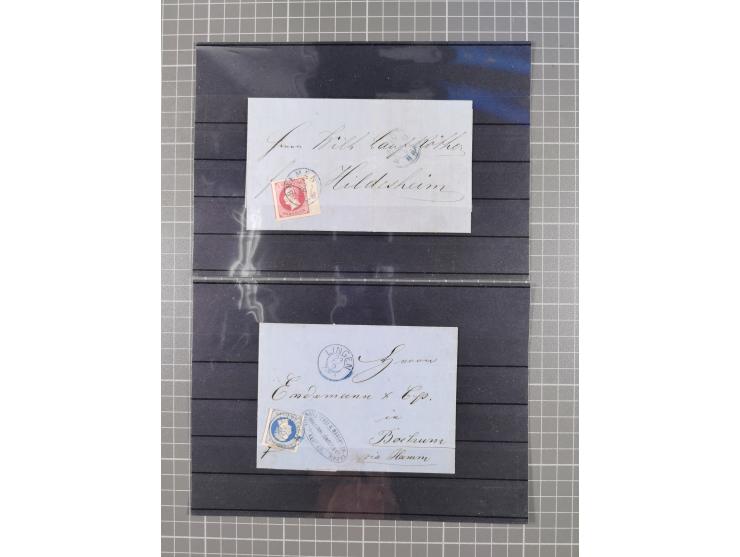 1850/71, ungebrauchter und gestempelte aber Sammlungsbestand in 2 Karteikästen, dabei auch viele Briefe, farbige Stempel, Ein