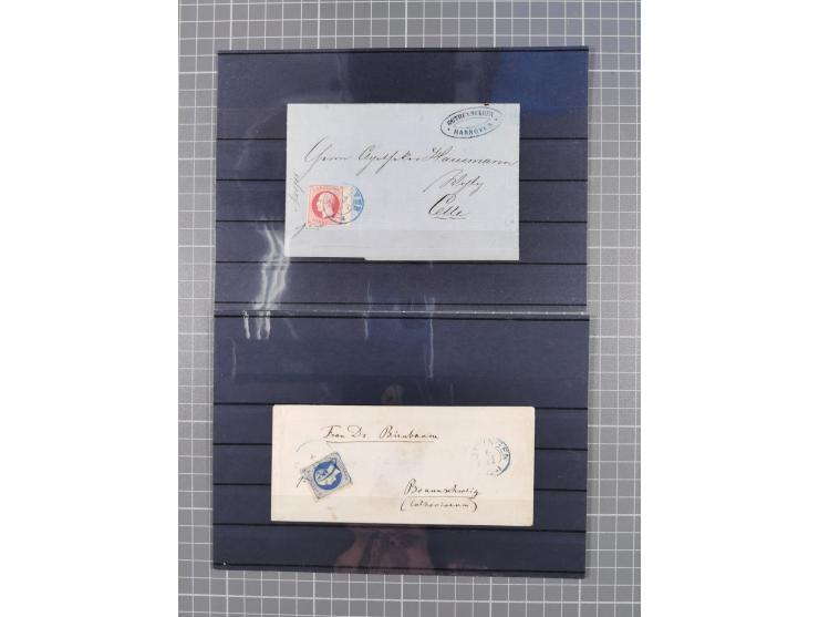 1850/71, ungebrauchter und gestempelte aber Sammlungsbestand in 2 Karteikästen, dabei auch viele Briefe, farbige Stempel, Ein