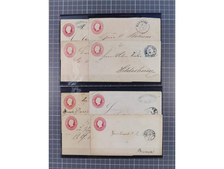 1850/71, ungebrauchter und gestempelte aber Sammlungsbestand in 2 Karteikästen, dabei auch viele Briefe, farbige Stempel, Ein