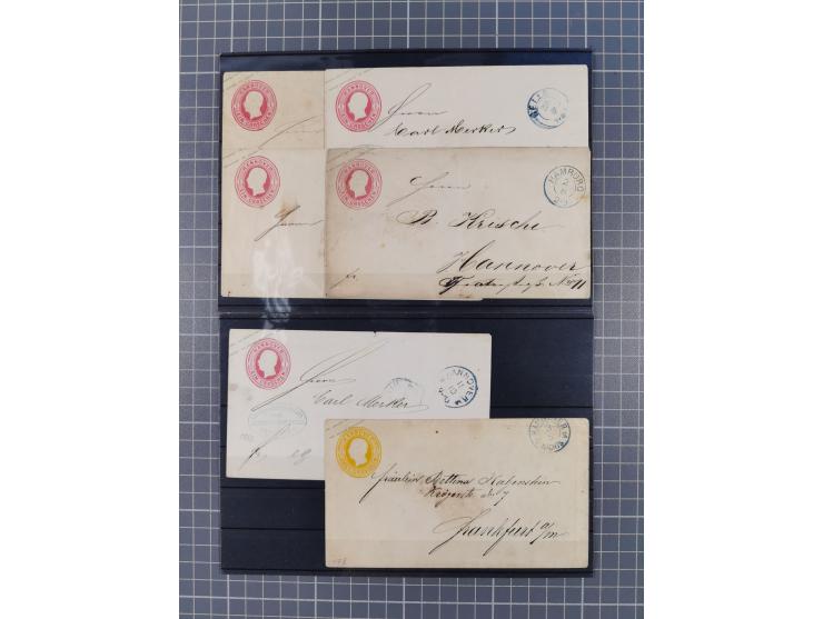 1850/71, ungebrauchter und gestempelte aber Sammlungsbestand in 2 Karteikästen, dabei auch viele Briefe, farbige Stempel, Ein