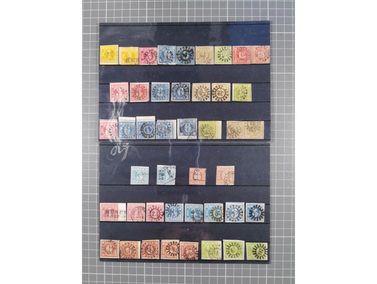 1850/71, ungebrauchter und gestempelte aber Sammlungsbestand in 2 Karteikästen, dabei auch viele Briefe, farbige Stempel, Ein