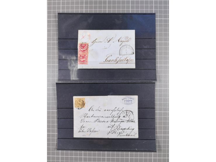 1850/71, ungebrauchter und gestempelte aber Sammlungsbestand in 2 Karteikästen, dabei auch viele Briefe, farbige Stempel, Ein
