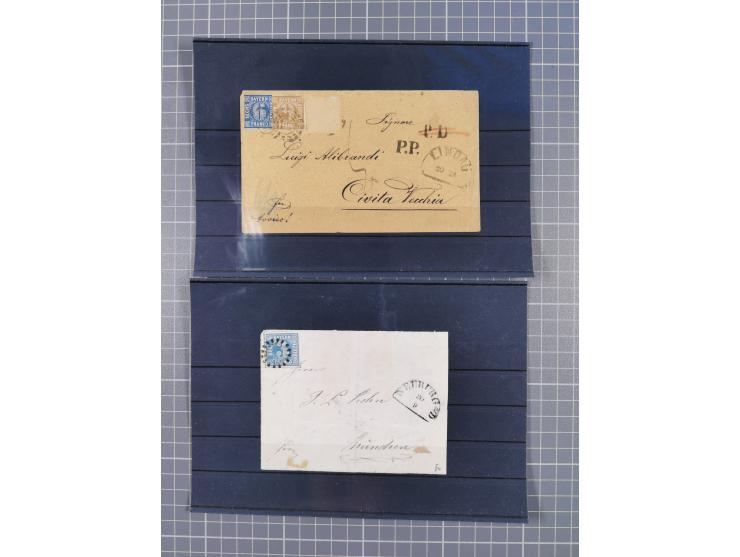 1850/71, ungebrauchter und gestempelte aber Sammlungsbestand in 2 Karteikästen, dabei auch viele Briefe, farbige Stempel, Ein