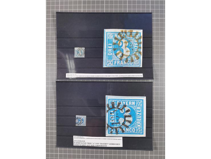 1850/71, ungebrauchter und gestempelte aber Sammlungsbestand in 2 Karteikästen, dabei auch viele Briefe, farbige Stempel, Ein