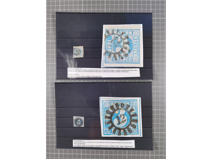 1850/71, ungebrauchter und gestempelte aber Sammlungsbestand in 2 Karteikästen, dabei auch viele Briefe, farbige Stempel, Ein