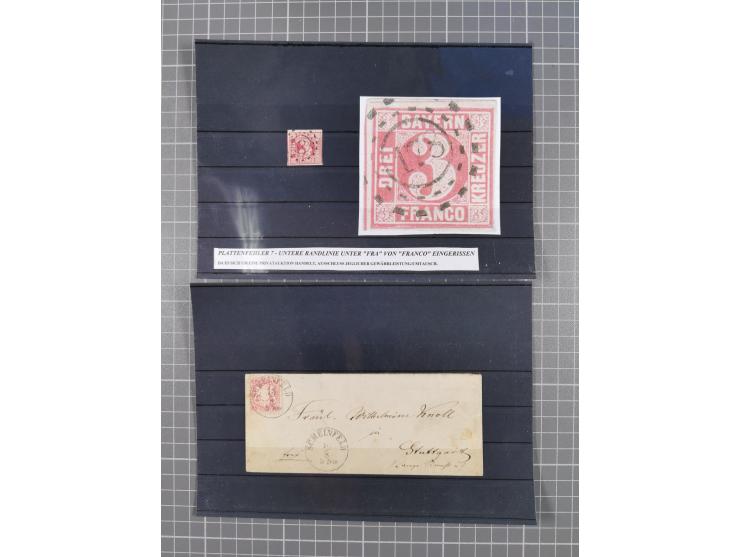 1850/71, ungebrauchter und gestempelte aber Sammlungsbestand in 2 Karteikästen, dabei auch viele Briefe, farbige Stempel, Ein