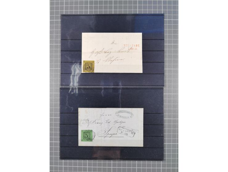1850/71, ungebrauchter und gestempelte aber Sammlungsbestand in 2 Karteikästen, dabei auch viele Briefe, farbige Stempel, Ein