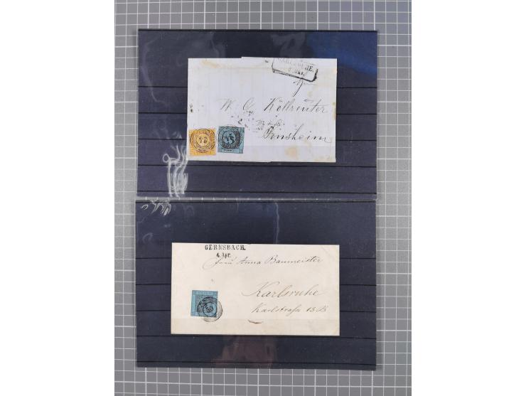 1850/71, ungebrauchter und gestempelte aber Sammlungsbestand in 2 Karteikästen, dabei auch viele Briefe, farbige Stempel, Ein