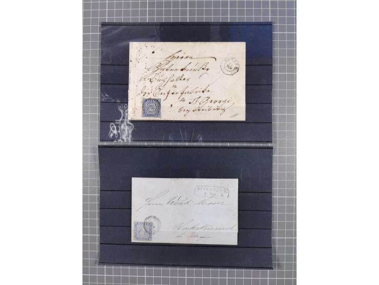 1850/71, ungebrauchter und gestempelte aber Sammlungsbestand in 2 Karteikästen, dabei auch viele Briefe, farbige Stempel, Ein