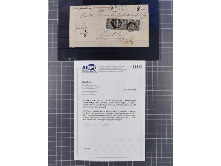 1850/71, ungebrauchter und gestempelte aber Sammlungsbestand in 2 Karteikästen, dabei auch viele Briefe, farbige Stempel, Ein