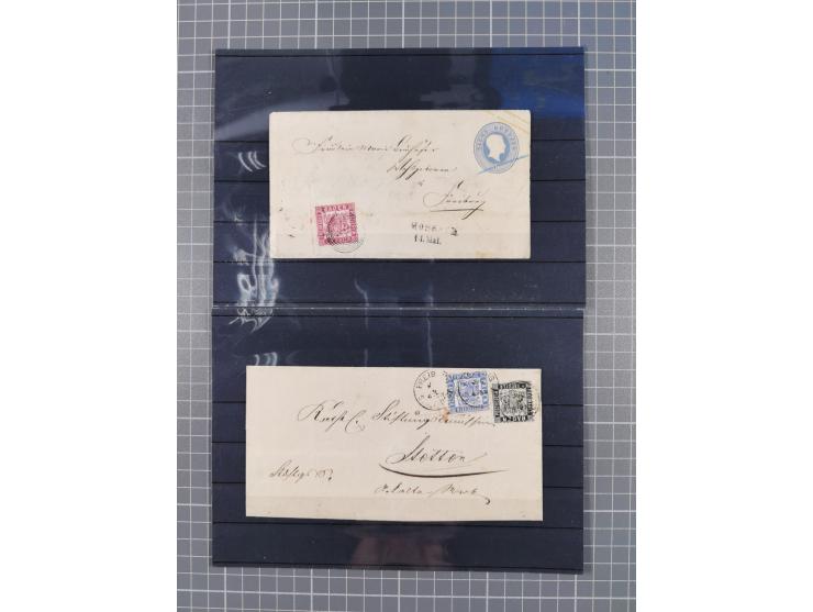 1850/71, ungebrauchter und gestempelte aber Sammlungsbestand in 2 Karteikästen, dabei auch viele Briefe, farbige Stempel, Ein