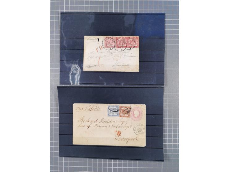 1850/71, ungebrauchter und gestempelte aber Sammlungsbestand in 2 Karteikästen, dabei auch viele Briefe, farbige Stempel, Ein