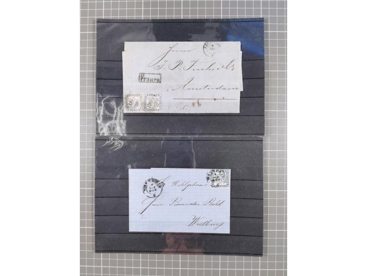 1850/71, ungebrauchter und gestempelte aber Sammlungsbestand in 2 Karteikästen, dabei auch viele Briefe, farbige Stempel, Ein