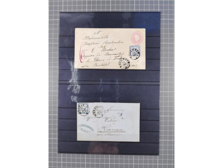 1850/71, ungebrauchter und gestempelte aber Sammlungsbestand in 2 Karteikästen, dabei auch viele Briefe, farbige Stempel, Ein