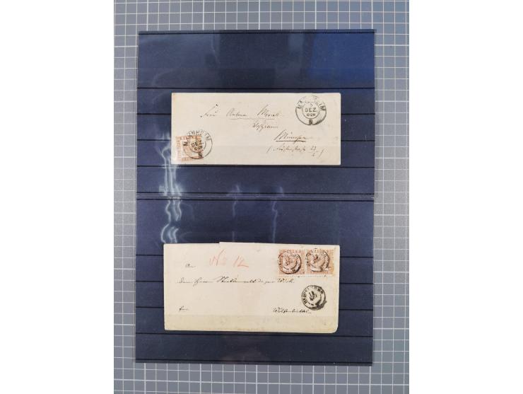 1850/71, ungebrauchter und gestempelte aber Sammlungsbestand in 2 Karteikästen, dabei auch viele Briefe, farbige Stempel, Ein