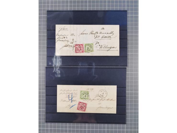 1850/71, ungebrauchter und gestempelte aber Sammlungsbestand in 2 Karteikästen, dabei auch viele Briefe, farbige Stempel, Ein