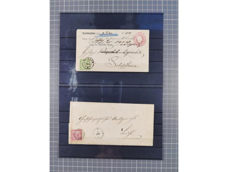 1850/71, ungebrauchter und gestempelte aber Sammlungsbestand in 2 Karteikästen, dabei auch viele Briefe, farbige Stempel, Ein
