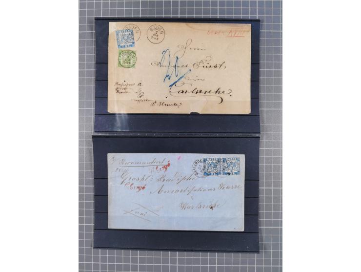 1850/71, ungebrauchter und gestempelte aber Sammlungsbestand in 2 Karteikästen, dabei auch viele Briefe, farbige Stempel, Ein
