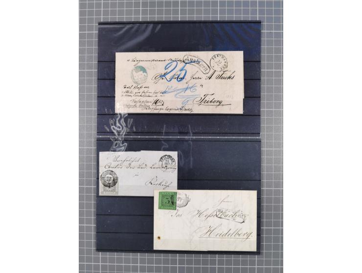 1850/71, ungebrauchter und gestempelte aber Sammlungsbestand in 2 Karteikästen, dabei auch viele Briefe, farbige Stempel, Ein