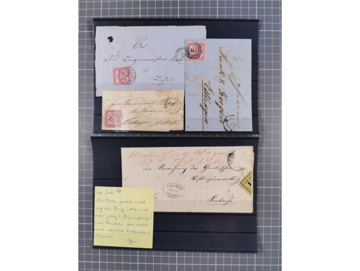 1850/71, ungebrauchter und gestempelte aber Sammlungsbestand in 2 Karteikästen, dabei auch viele Briefe, farbige Stempel, Ein