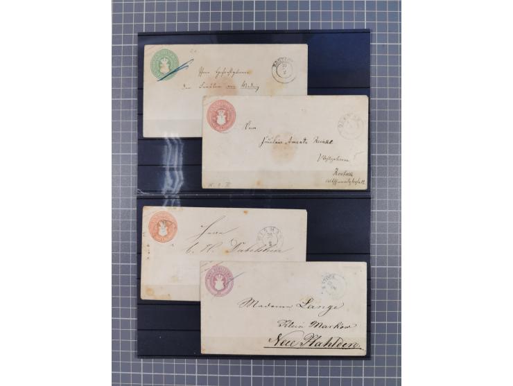 1850/71, ungebrauchter und gestempelte aber Sammlungsbestand in 2 Karteikästen, dabei auch viele Briefe, farbige Stempel, Ein