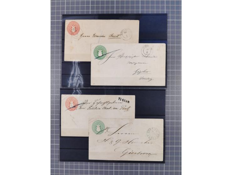 1850/71, ungebrauchter und gestempelte aber Sammlungsbestand in 2 Karteikästen, dabei auch viele Briefe, farbige Stempel, Ein