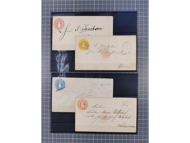 1850/71, ungebrauchter und gestempelte aber Sammlungsbestand in 2 Karteikästen, dabei auch viele Briefe, farbige Stempel, Ein