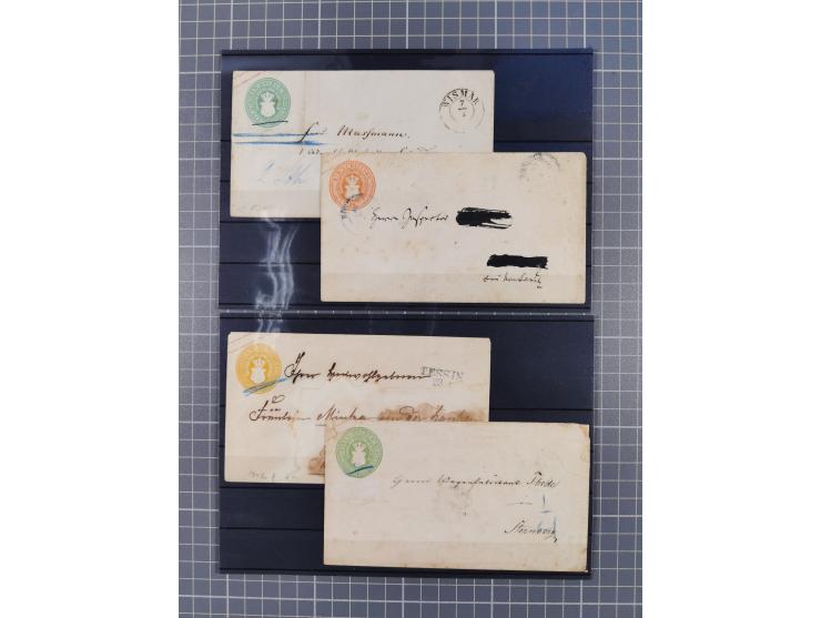 1850/71, ungebrauchter und gestempelte aber Sammlungsbestand in 2 Karteikästen, dabei auch viele Briefe, farbige Stempel, Ein