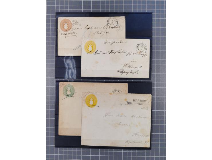 1850/71, ungebrauchter und gestempelte aber Sammlungsbestand in 2 Karteikästen, dabei auch viele Briefe, farbige Stempel, Ein