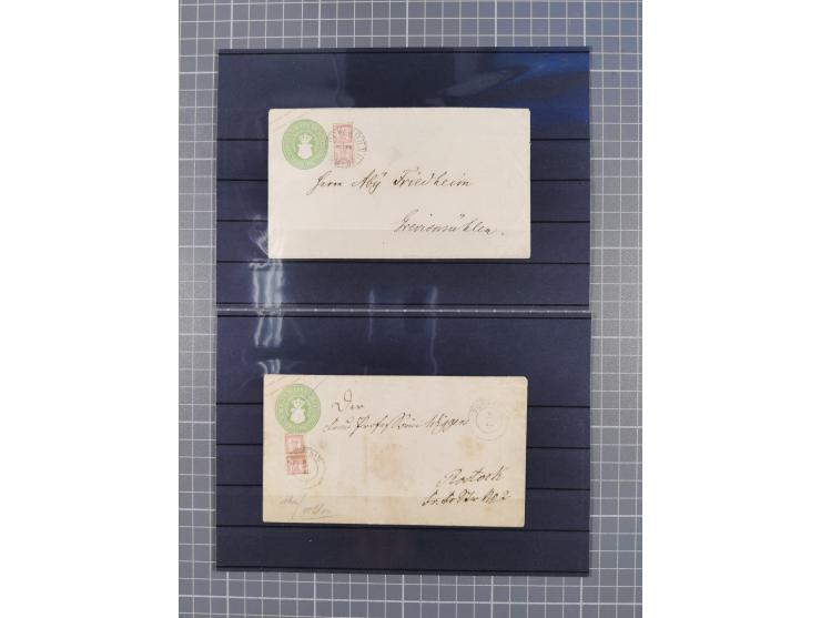 1850/71, ungebrauchter und gestempelte aber Sammlungsbestand in 2 Karteikästen, dabei auch viele Briefe, farbige Stempel, Ein