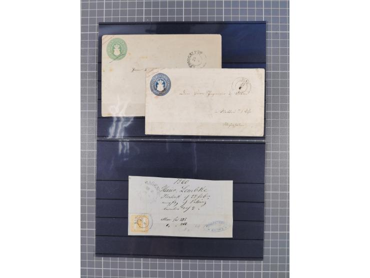1850/71, ungebrauchter und gestempelte aber Sammlungsbestand in 2 Karteikästen, dabei auch viele Briefe, farbige Stempel, Ein