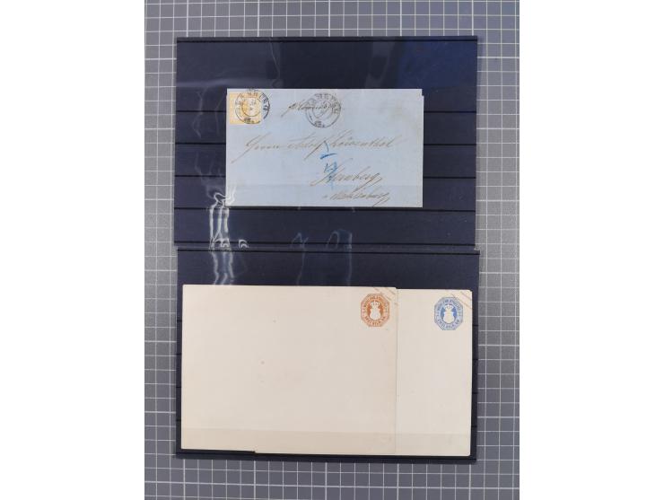 1850/71, ungebrauchter und gestempelte aber Sammlungsbestand in 2 Karteikästen, dabei auch viele Briefe, farbige Stempel, Ein
