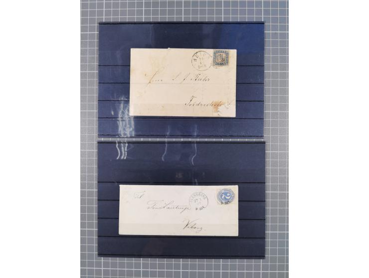 1850/71, ungebrauchter und gestempelte aber Sammlungsbestand in 2 Karteikästen, dabei auch viele Briefe, farbige Stempel, Ein