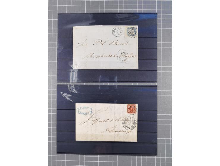 1850/71, ungebrauchter und gestempelte aber Sammlungsbestand in 2 Karteikästen, dabei auch viele Briefe, farbige Stempel, Ein